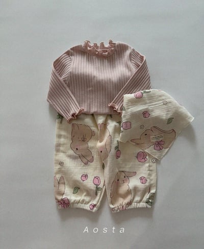 AOSTA23｜(6m-5y) 印花棉麻休閒縮口褲14