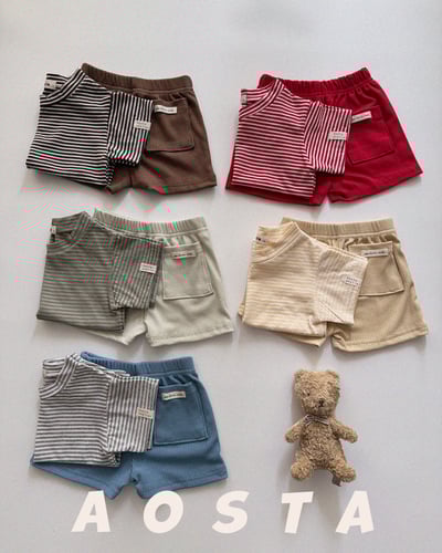 AOSTA08｜(6m-5y) 7色小標口袋短褲5