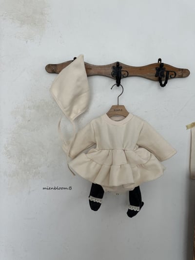 Bloom.b01｜(0m-24m) 層次洋裝包屁衣含帽子8