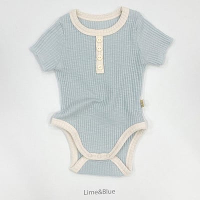 LIME&BLUE04｜(55-80cm)  素色鈕釦包屁衣11