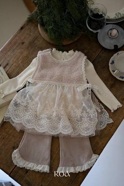 ROA42｜(6m-18m) 2色刷毛蕾絲背心2