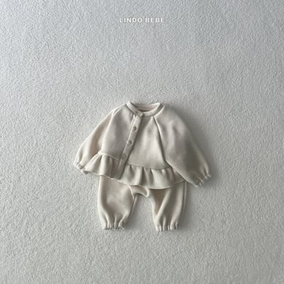 Lindo28｜(3m-18m) 荷葉邊內刷毛開襟外套5