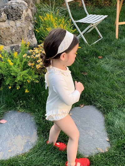 JE30｜(73-130cm) 蕾絲花邊防曬50+泳衣-長袖15