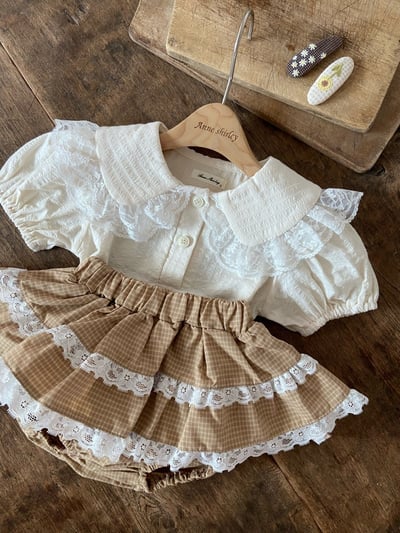 Anne Shirley19｜(3m-22m) 2色格紋蕾絲邊層次包屁裙9