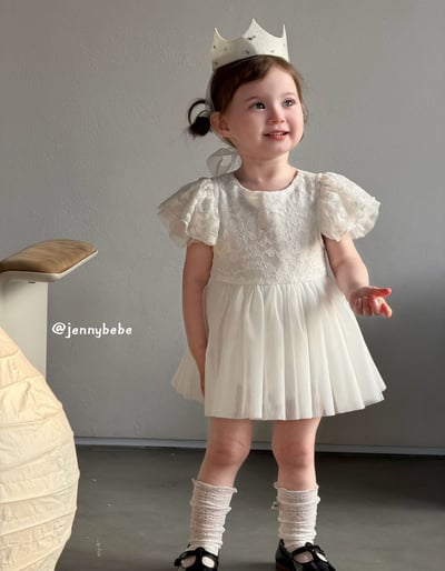 JE728｜(66-90cm) 公主袖薄紗蓬蓬裙包屁衣3