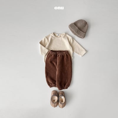 onu 39｜(70cm-115cm) 簡約壓紋磨毛縮口褲7