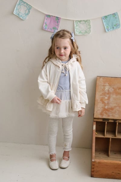 FLO59｜(75-140) 2色蕾絲荷葉花邊連帽拉鍊外套11