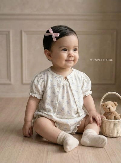 Mon petit04｜(66-90cm) 蝴蝶結短袖開襟外套2