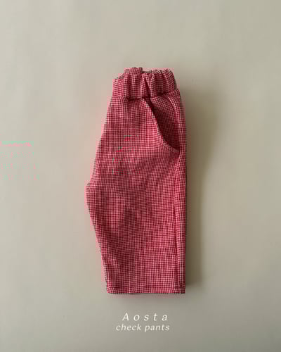 AOSTA38｜(6m-5y) 細格紋直筒長褲3