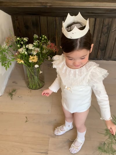 jenny bébé｜(66-90cm) 蕾絲花邊包屁衣9