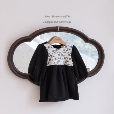 M-KIDS28｜(65-115cm) 2色蕾絲印花洋裝3