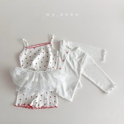 my_bebe24｜(80-120cm) 捲邊細肩家居服組15