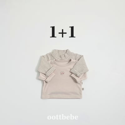 Oottbebe82｜(0m-12m  1y-7y)  薄絨愛心+條紋上衣兩件組12