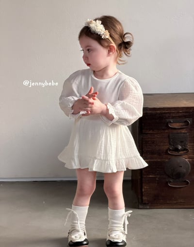 JE703｜(66-90cm) 棉紗荷葉洋裝包屁衣7