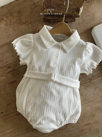 Mon petit07｜(66-90cm) 有領捲邊腰帶包屁衣10