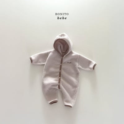 Bonito76｜(3m-18cm) 刷毛排釦連帽連身衣3