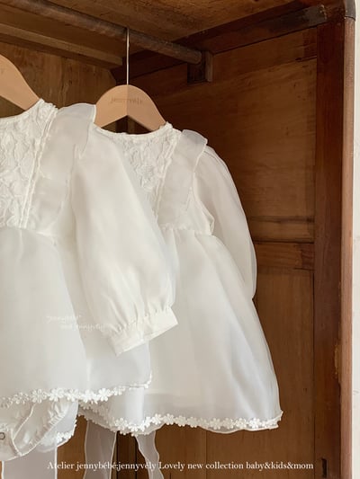 JE599｜(66cm-120cm) 玫瑰花白紗連身裙/包屁衣15