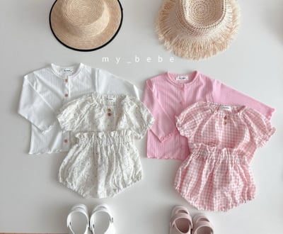 my_bebe16｜(58-72cm) 捲邊上衣燈籠褲套裝3