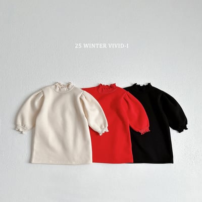 vivid89｜(78cm-125cm) 捲邊公主袖洋裝1