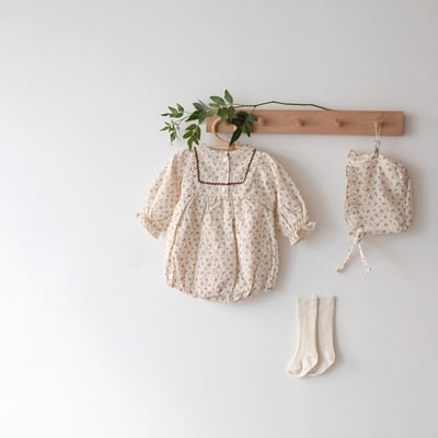 LEMONADE31｜(55cm-85cm) 2色碎花荷葉縮口袖包屁衣含帽子17