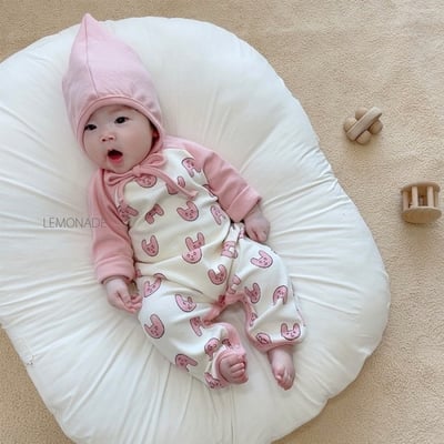 LEMONADE42｜(55cm-85cm) 2色印花連身衣含帽子3