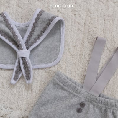 Bebe holic43｜(3m-18m) 滾邊領結+吊帶包屁褲4