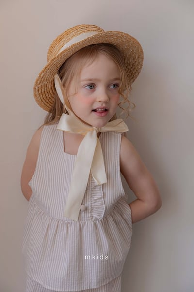 M-KIDS53｜(65-115cm) 緞帶草帽4