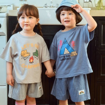 1st blue36｜(~93-118cm) 露營印花上衣1