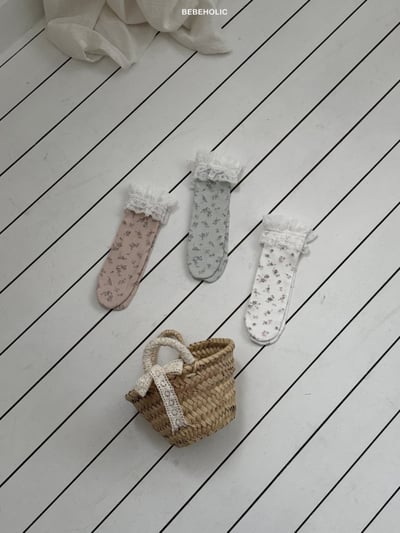 Bebe holic12｜(3m-18m) 玫瑰碎花蕾絲無根襪6