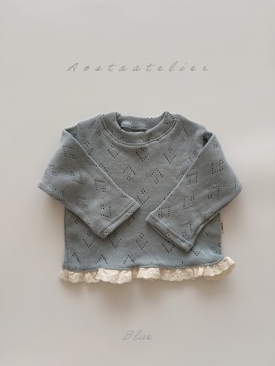 AOSTA53｜(6m-5y) 小孔針織蕾絲上衣7