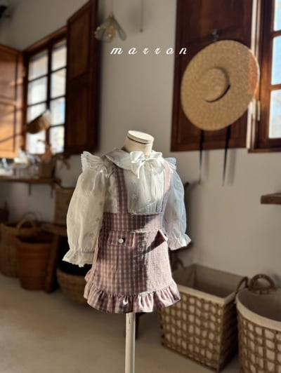 Marron28｜(1y-6y) 格紋吊帶荷葉裙9