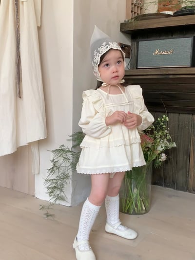 jenny bébé｜(66-90cm) 棉質飛袖蛋糕裙包屁衣9