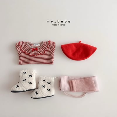 my_bebe11｜(-12m-7y) 荷葉領條紋上衣12