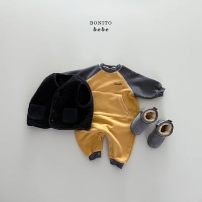 Bonito61｜(3m-18cm) 撞色小logo口袋連身衣10