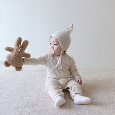 LEMONADE13｜(55cm-85cm) 4色素面排扣連身衣含帽子2