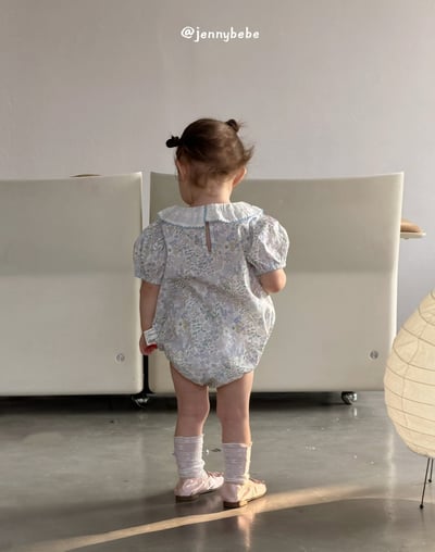 JE696｜(66-90cm) 藍色花卉包屁衣6