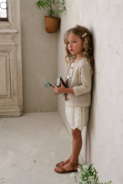 FLO21｜(75-140) 蕾絲開衫素外套5