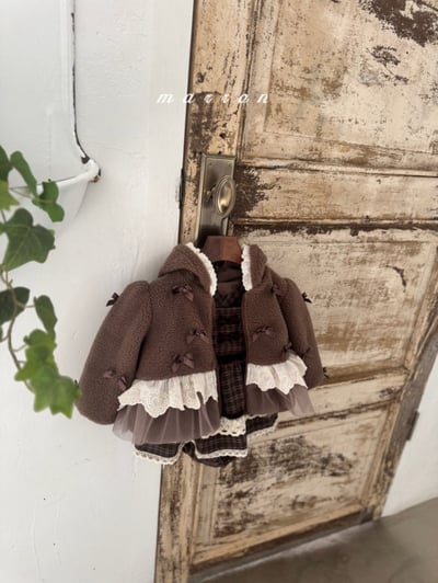 Marron 08｜(1y-6y) 蝴蝶緞帶薄紗裙擺磨毛外套18