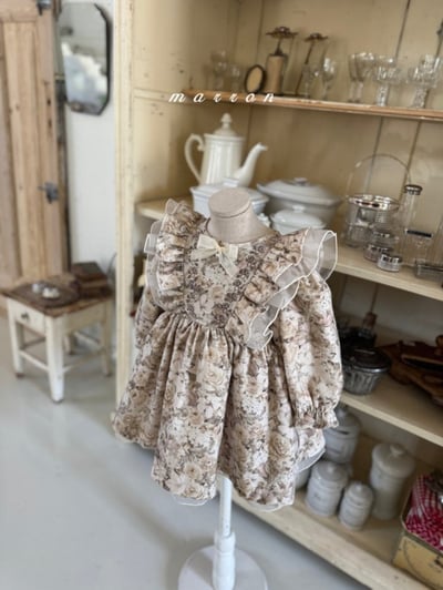 Marron 66｜(1y-6y) 古典碎花荷葉洋裝12