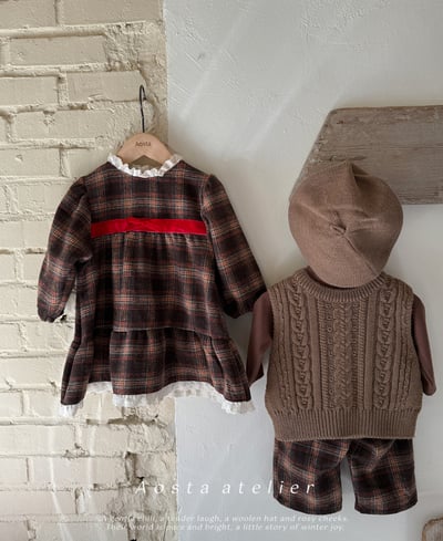 AOSTA32｜(6m-5y) 格紋蕾絲洋裝16