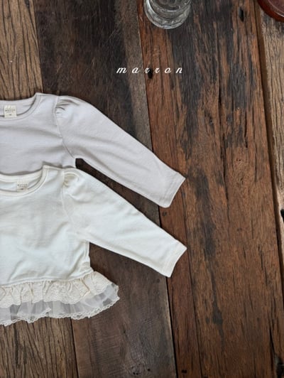 Marron 01｜(1y-6y) 公主袖蕾絲下擺上衣8