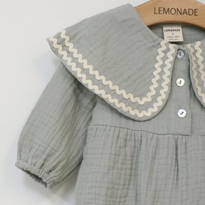 LEMONADE35｜(55cm-85cm) 2色滾邊大翻領包屁衣含帽子14