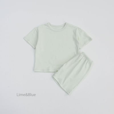 LIME&BLUE30｜(55-118cm MOM-DAD)  透氣素色親子套裝12
