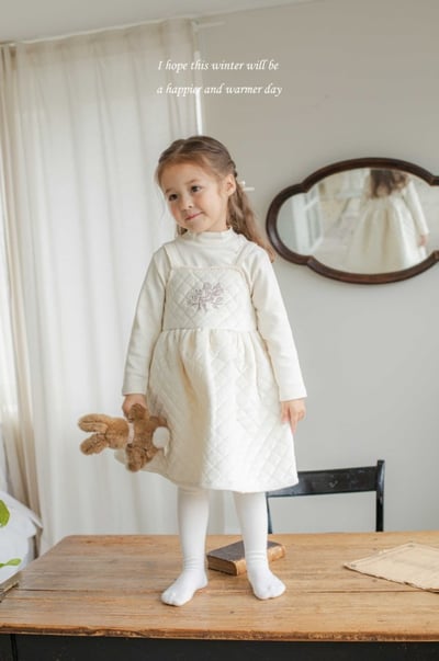 M-KIDS23｜(65-115cm) 2色絎縫蕾絲滾邊洋裝12