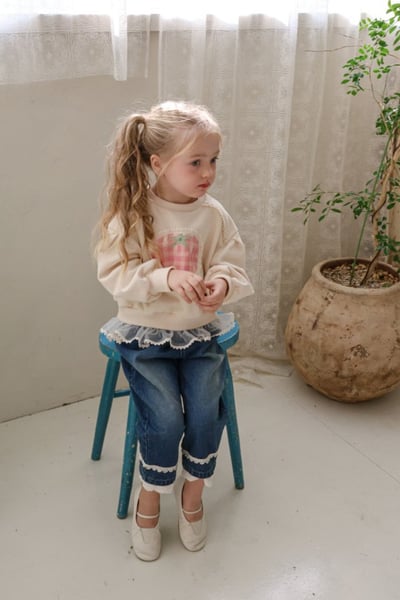 FLO12｜(75-140) 2色番茄碎花布蕾絲上衣20