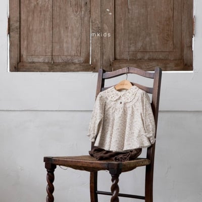 M-KIDS47｜(65-80cm) 2色蕾絲領碎花燈籠褲套裝5