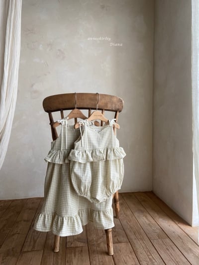 Anne Shirley02｜(3m-22m) 1色格紋綁帶荷葉包屁衣5