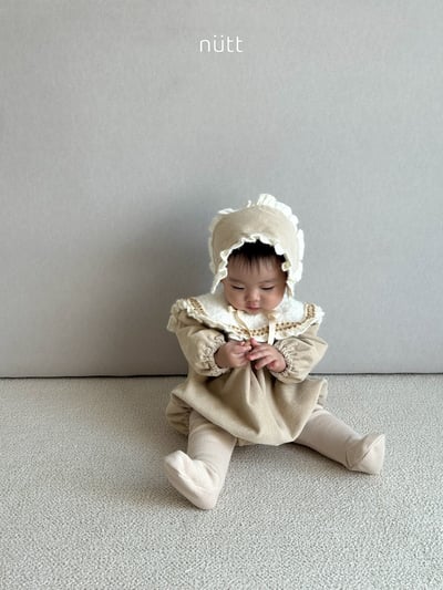 Nutt03｜(3m-16m) 翻領磨毛包屁衣含髮帶24