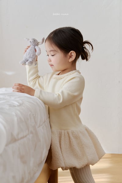 bebe nine35 (65cm-115cm) 2色磨毛連身氣球裙洋裝3