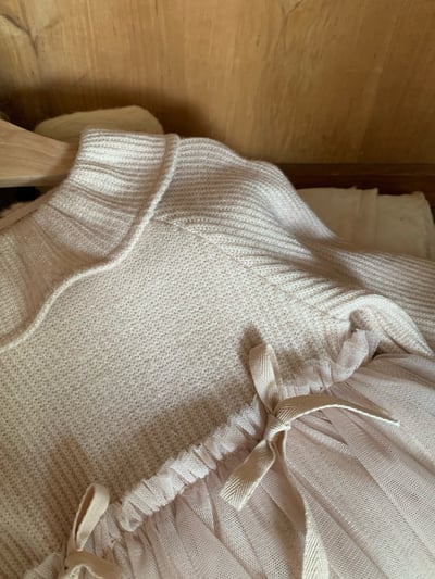 JE617｜(73cm-110cm) 翻領蝴蝶結薄紗包屁衣/羊羔毛背心6